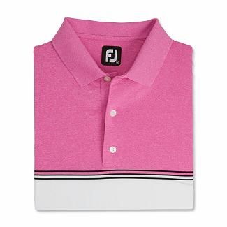Men's Footjoy Lisle Golf Polo Pink/White/Black NZ-627858